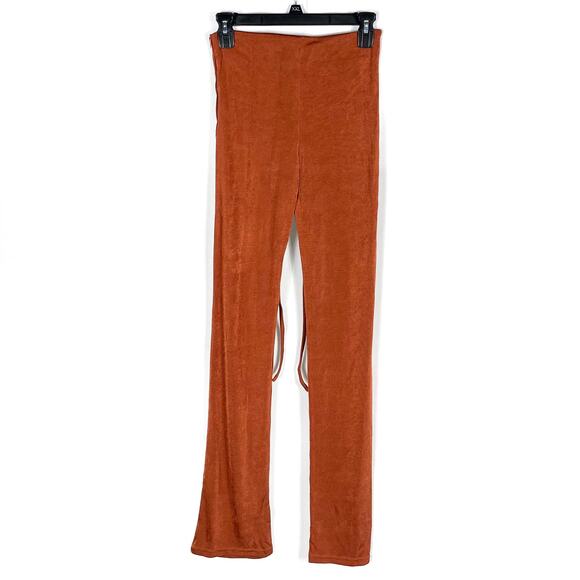 Superdown Irene Strappy Pant Set Brown Slinky Jersey 2pc Ruched Sheen Sz XL - Picture 9 of 13